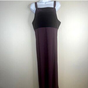 Vintage Women Velvet Bust Empire Waist Formal Dress 16 Burgundy Winter Ball Gown